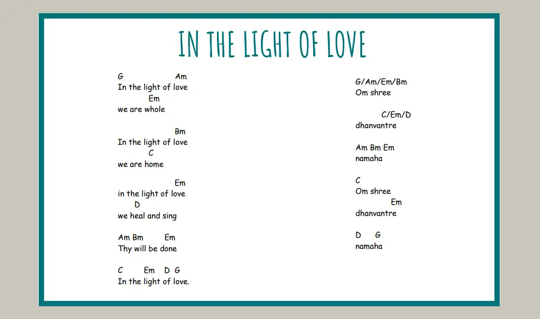 in the light of love mantra
